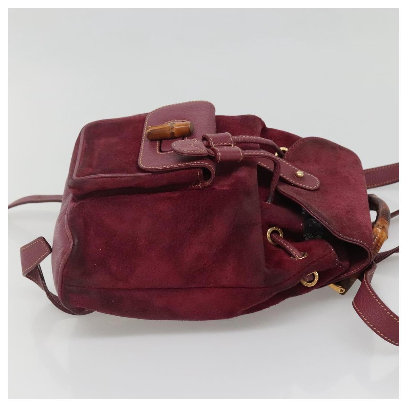 GUCCI Bamboo Backpack Suede Purple Gold 003 1705 0030 Auth  display picture 2
