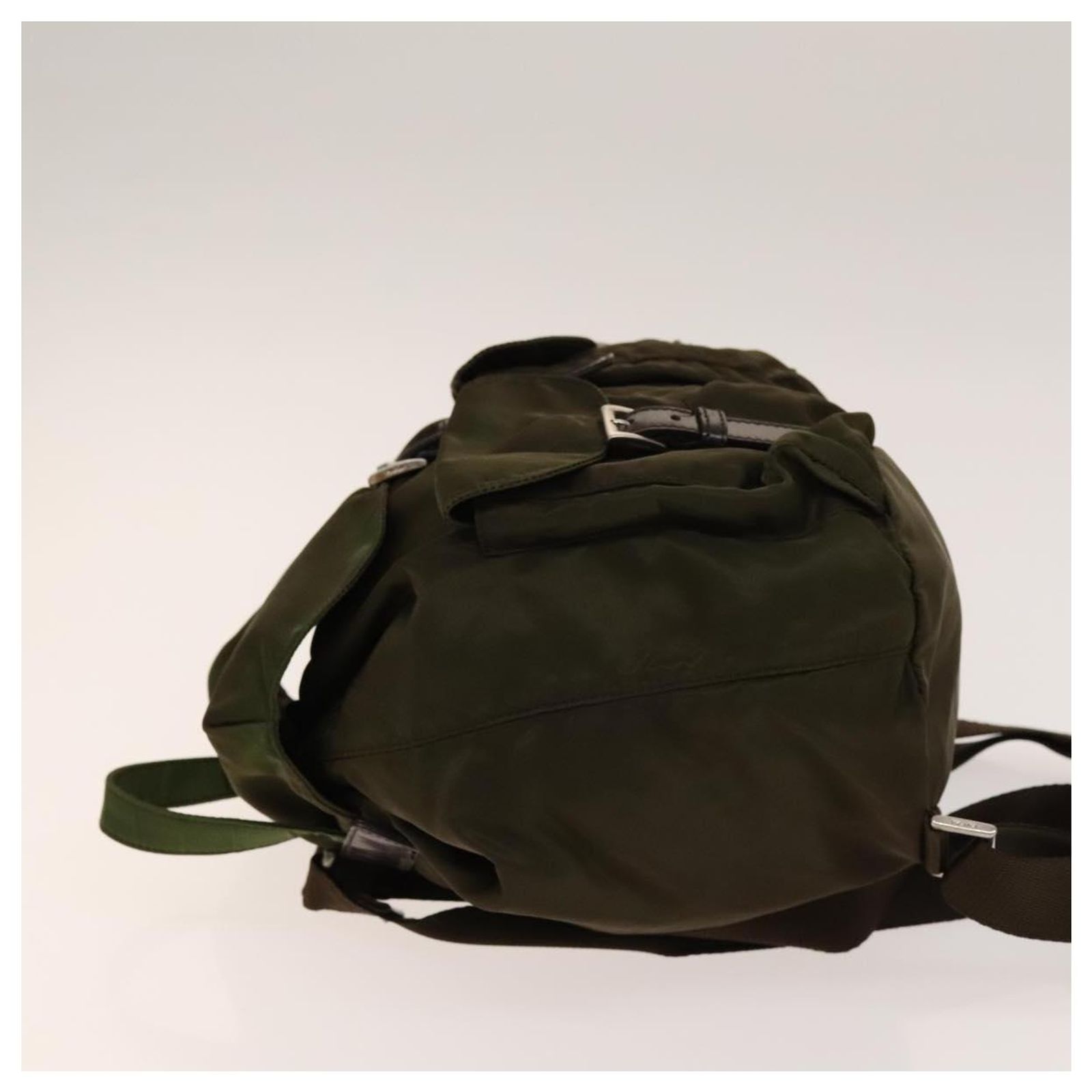 PRADA Backpack Nylon Green Silver Auth bs31871 PRADA Backpack Nylon Green Silver Auth bs31871 Silvery ref  main image 3