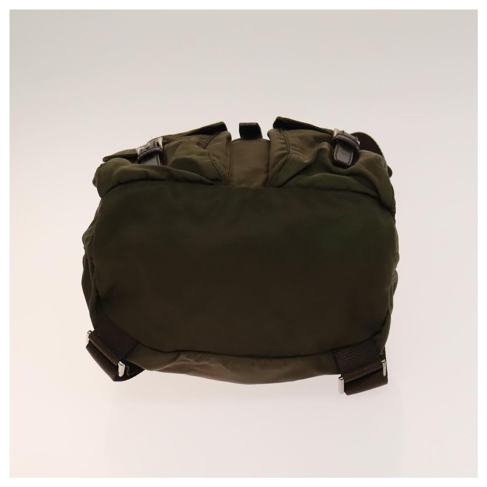 PRADA Backpack Nylon Khaki Silver Auth 140624 Silvery ref  display picture 2