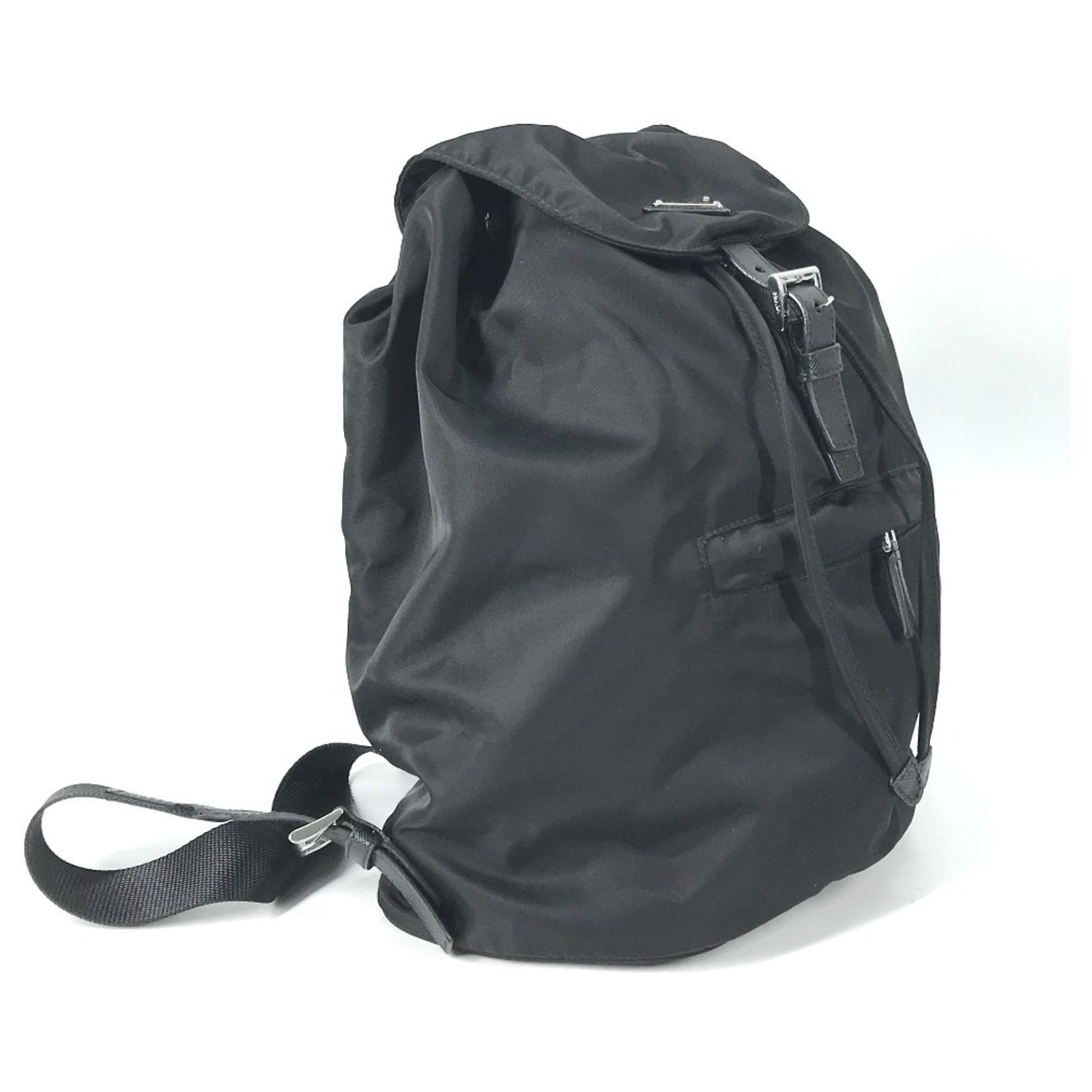 PRADA triangle logo triangle logo plate backpack bag Nylon Black Prada Prada Tessuto Triangle Logo Plate Nylon Backpack  main image 4