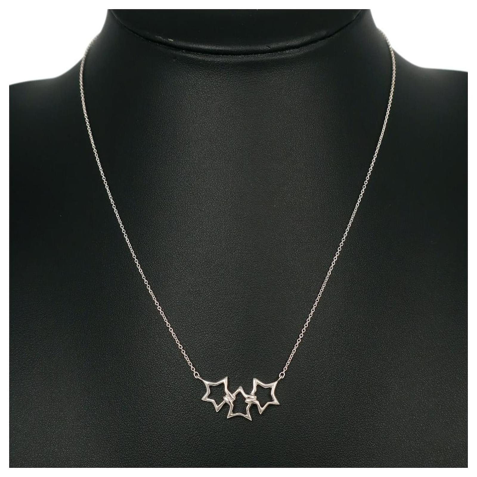 Tiffany & Co Tiffany Triple Star Silver 925 Necklace Silvery Metal