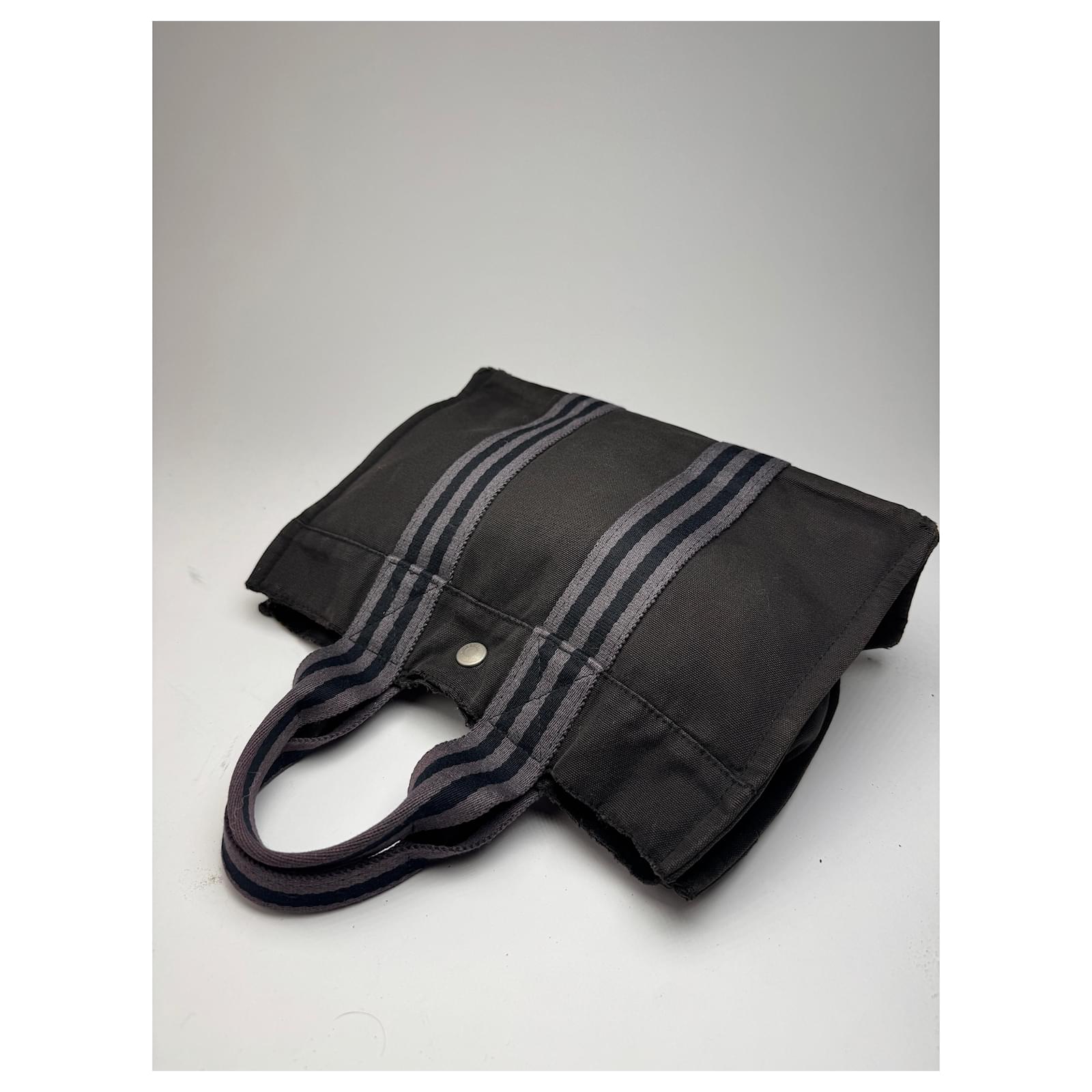 Hermès Vintage Hermes Canvas Mini Tote Bag Black Cotton ref