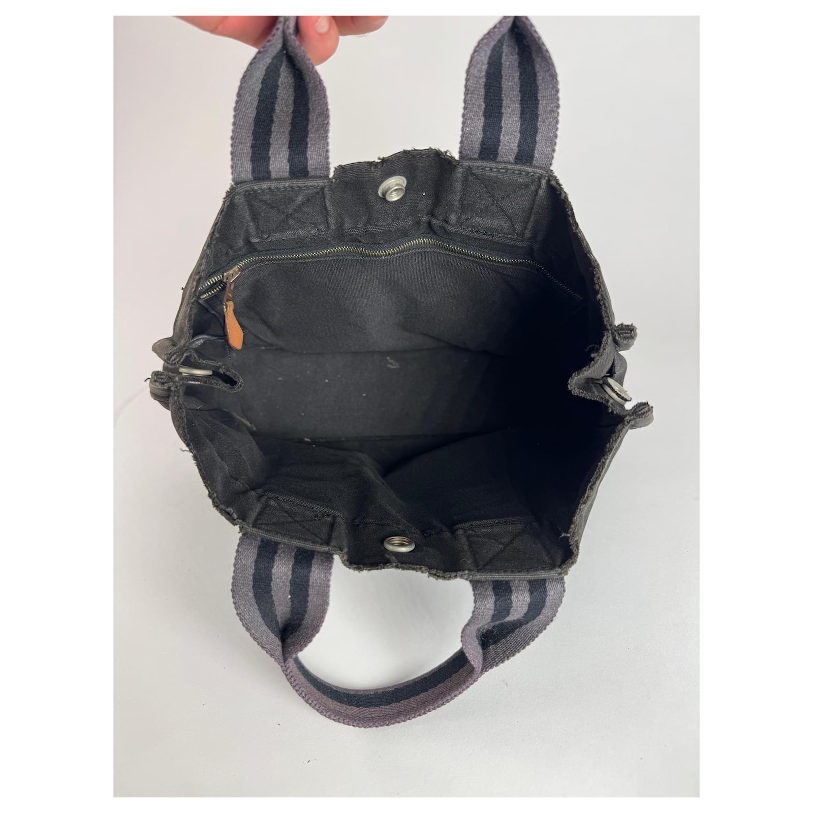Hermès Vintage Hermes Canvas Mini Tote Bag Black Cotton ref