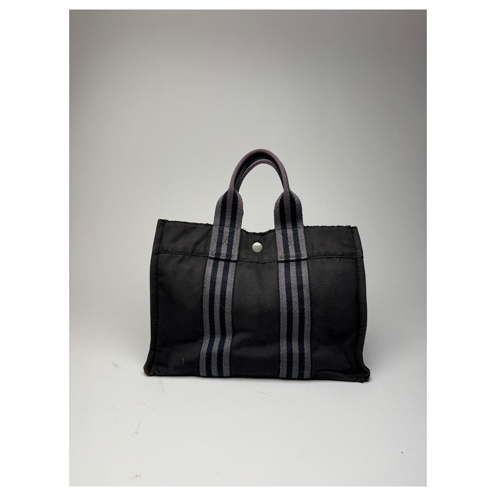 Hermès Vintage Hermes Canvas Mini Tote Bag Black Cotton ref