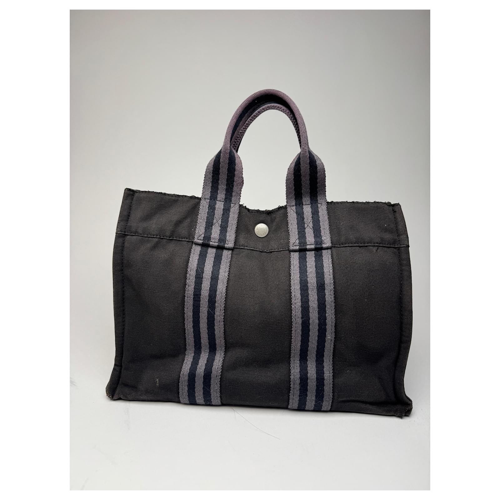 Hermès Vintage Hermes Canvas Mini Tote Bag Black Cotton ref