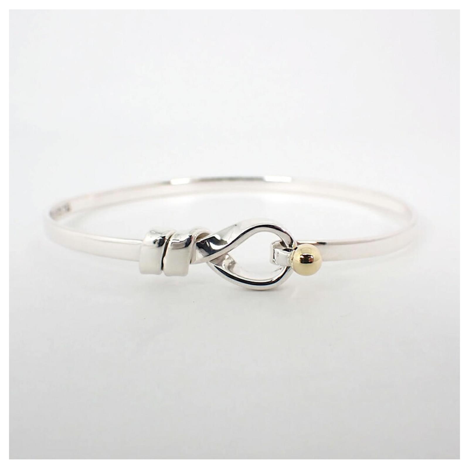 Tiffany & Co Tiffany 925 750 Hook & Eye Bangle Silver Yellow gold