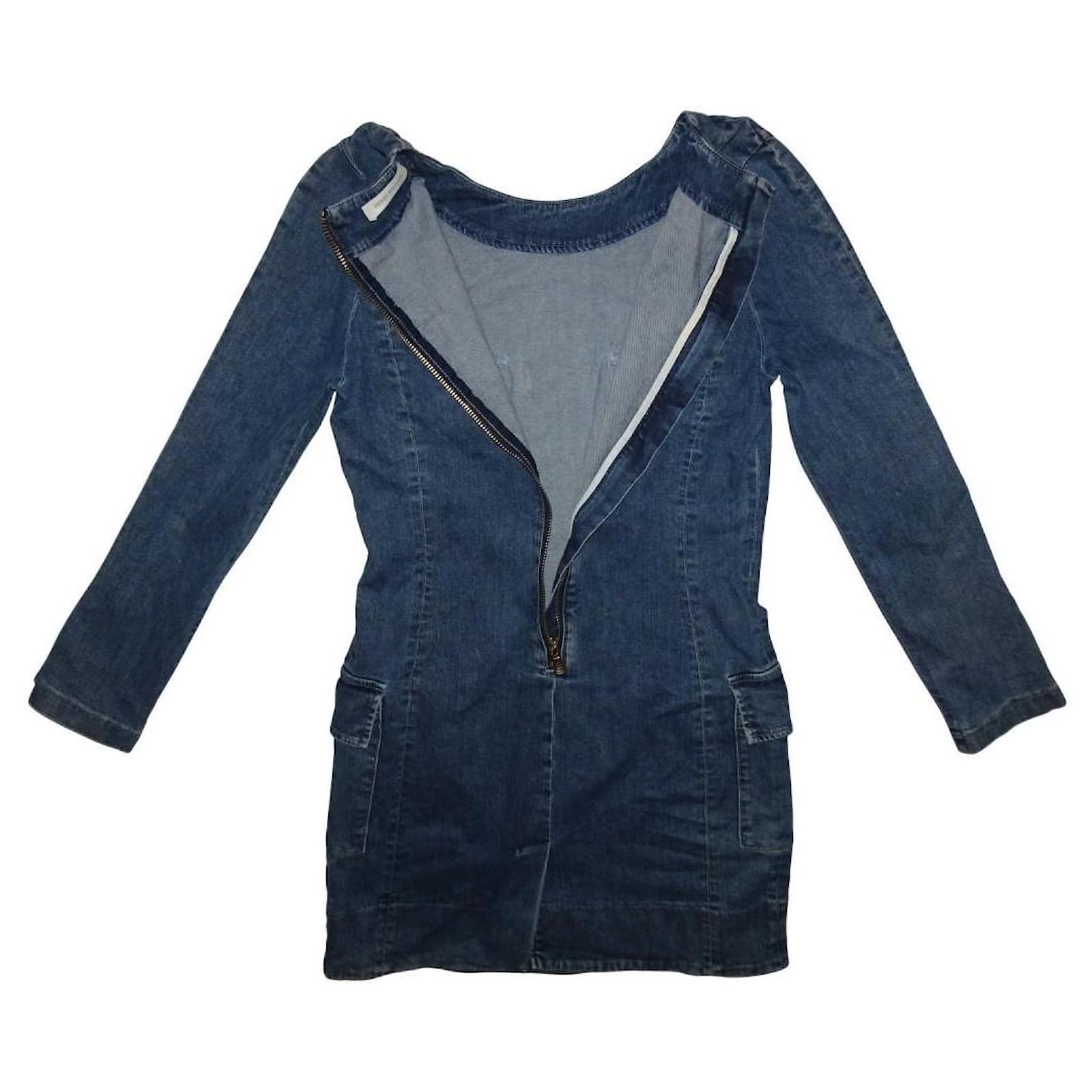 PIERRE BALMAIN LONG SLEEVE DENIM DRESS Blue Cotton Elastane ref.2519283 -  Joli Closet