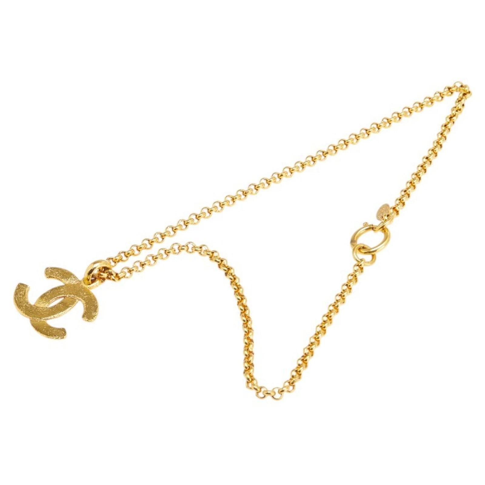 Chanel Coco Mark Gold Plated Necklace Golden Gold-plated ref