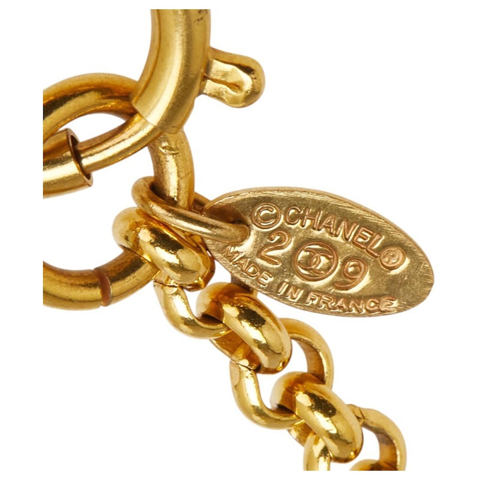 Chanel Coco Mark Gold Plated Necklace Golden Gold-plated ref