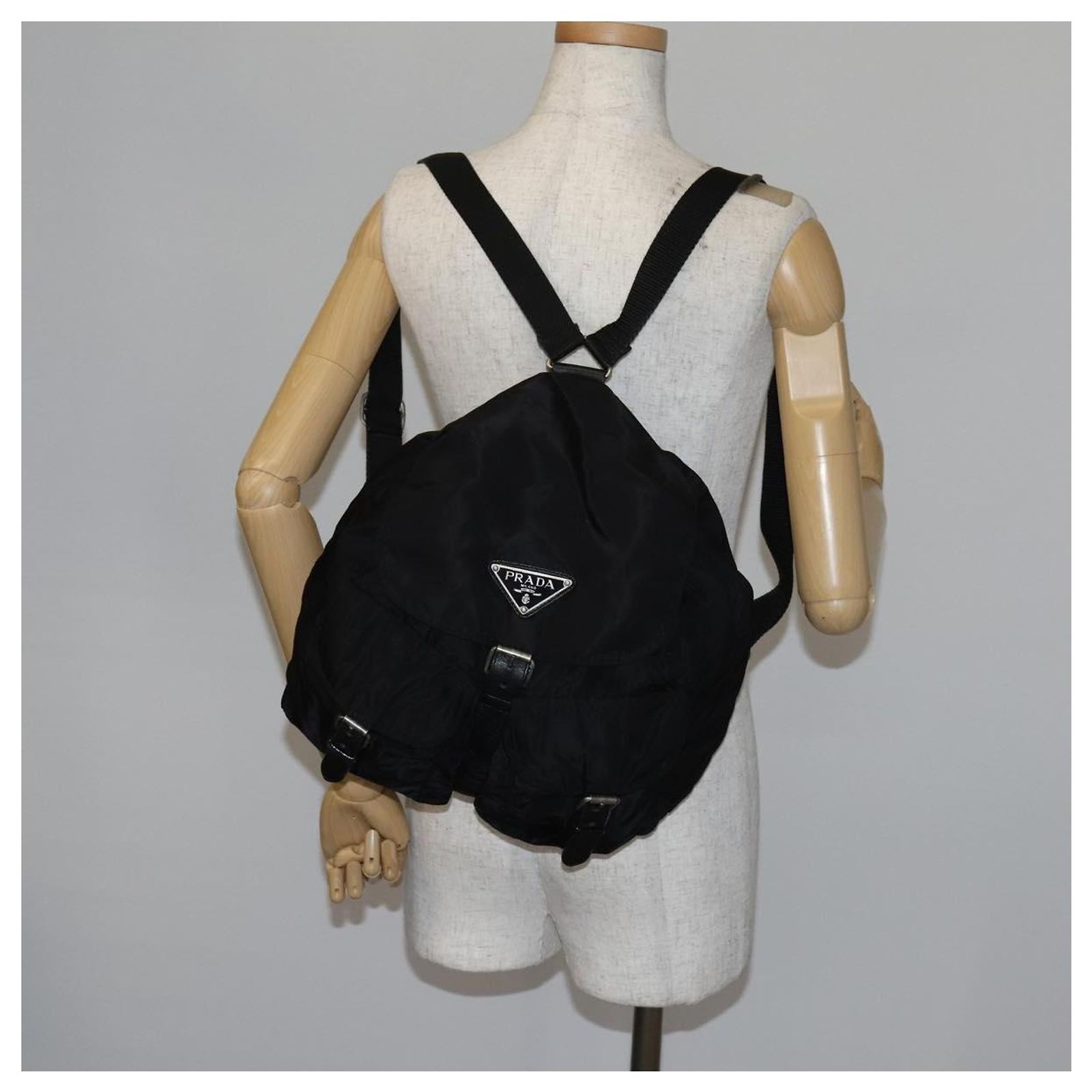 PRADA Backpack Nylon Black Silver Auth 160713 Authentic New Prada Black Nylon With Silver Hardware  main image 3