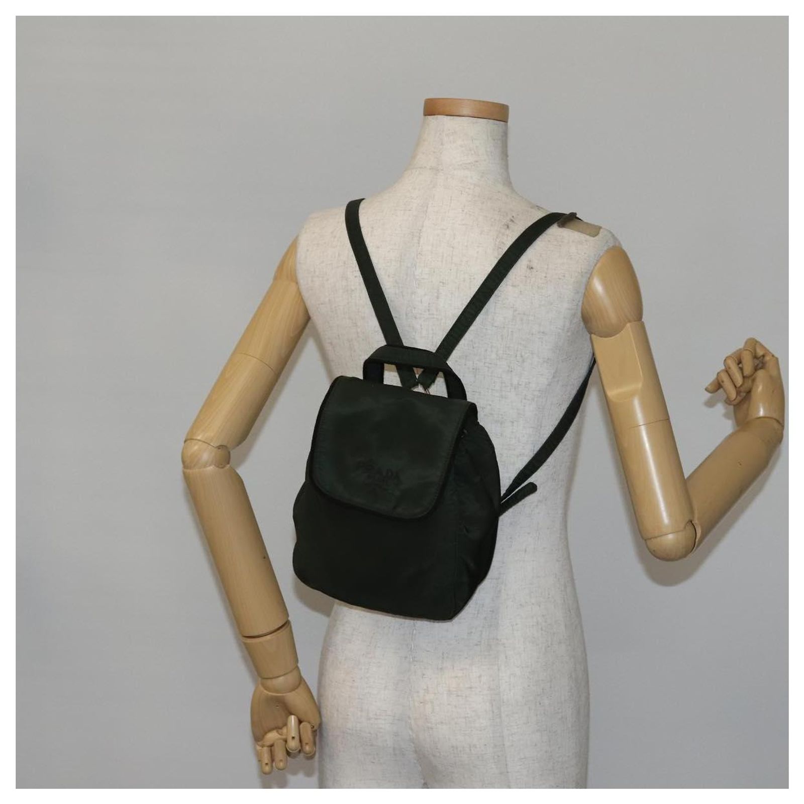 PRADA Backpack Nylon Khaki Silver Auth bs29204 Silvery ref  display picture 1