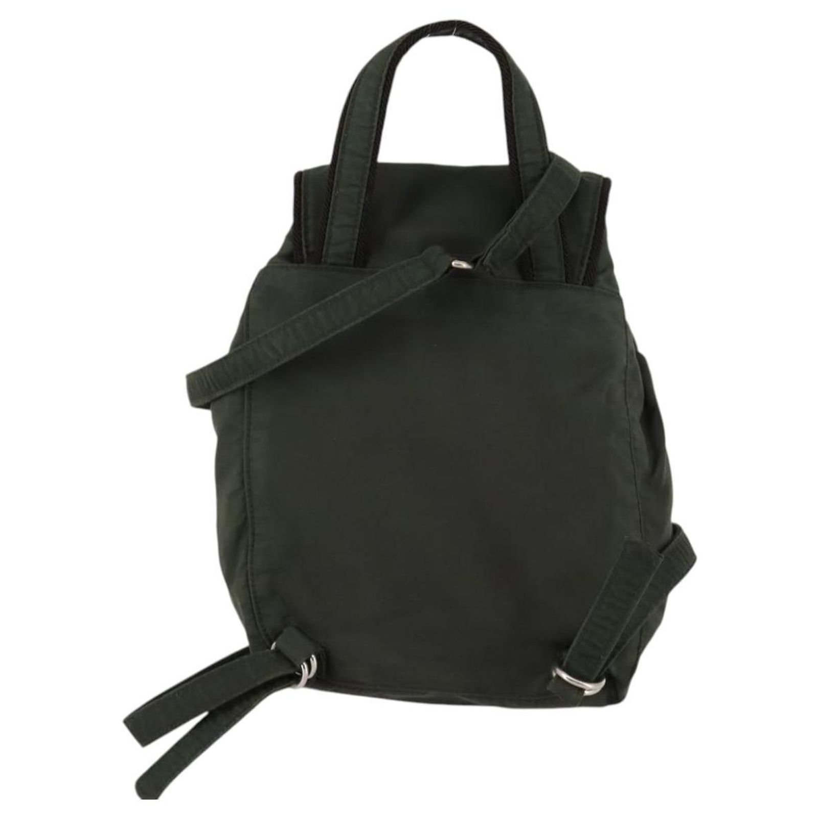 Prada Backpack Nylon Black Khaki PRADA Backpack Nylon Khaki Brown SilverMetal Backpack  main image 4