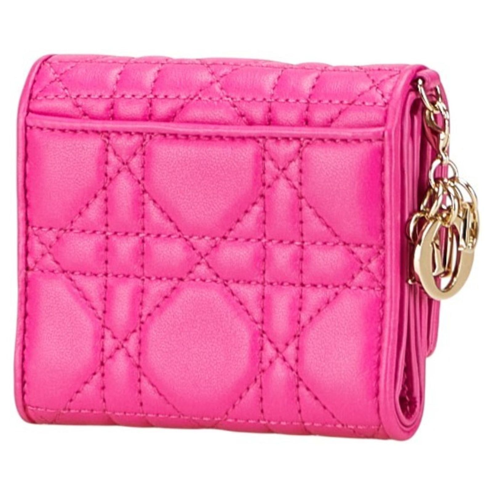 Christian Dior Cannage Lady Lotus Wallet Pink Leather ref.2521426
