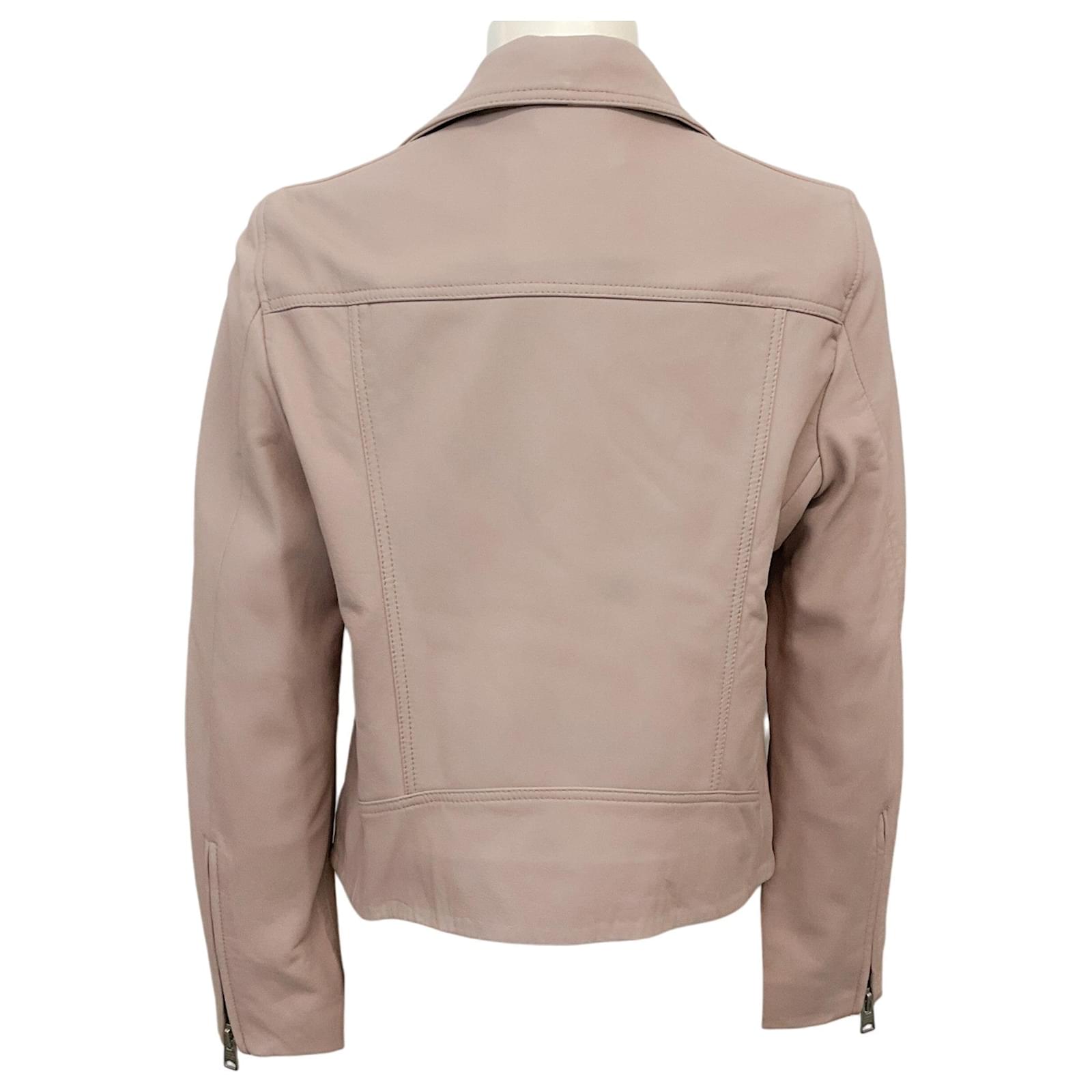 All Saints Blush Pink Leather Dalby Moto Jacket Joli