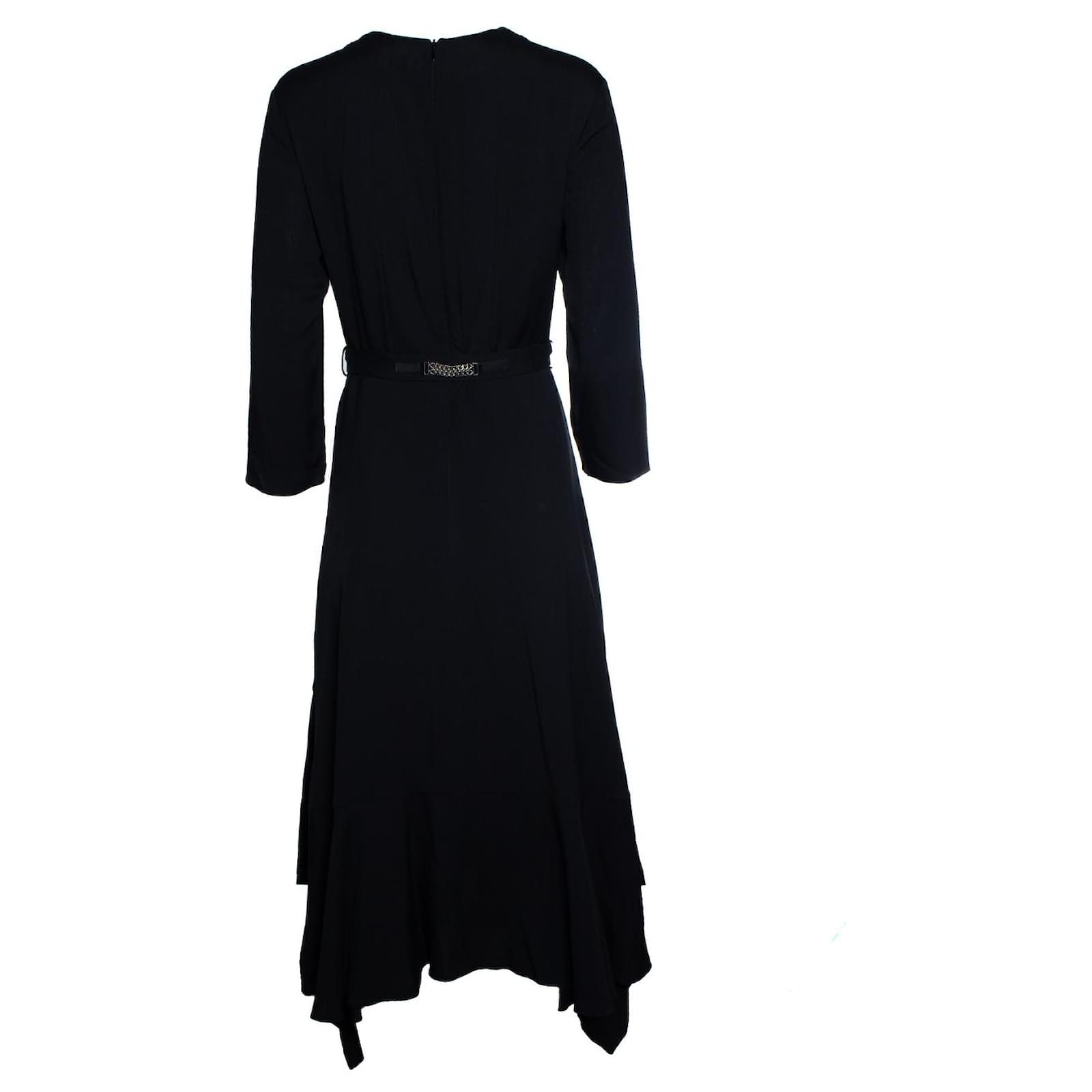 hermes black dress Hermes Long Pleated Dress Noir Size 34 Runway FW23 Limited Edition -SOLD OUT main image 1