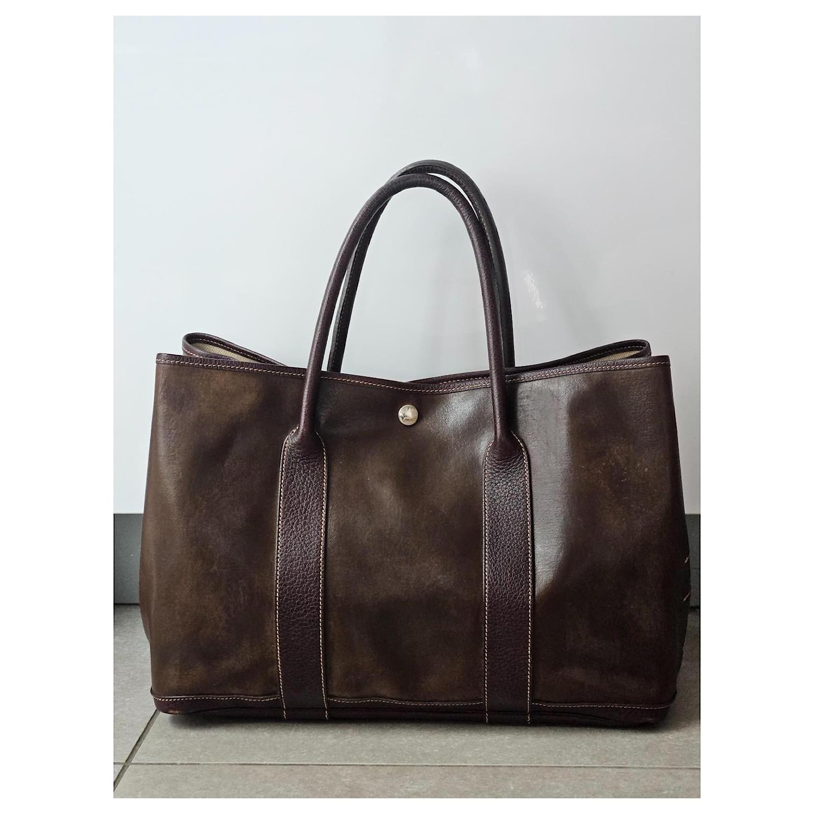 Hermès Hermes Amazonia Garden Party bag GM Dark purple Leather ref