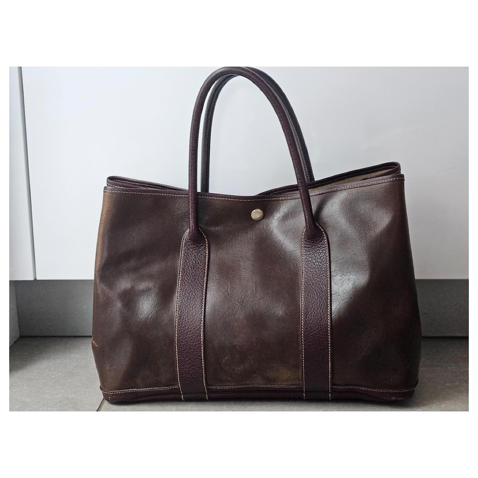 Hermès Hermes Amazonia Garden Party bag GM Dark purple Leather ref