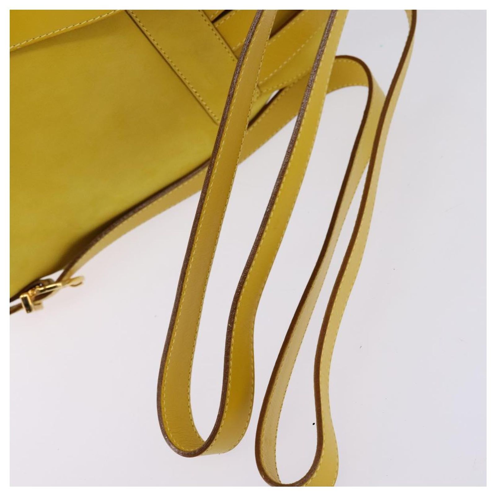 Salvatore Ferragamo Gancini Backpack Suede Yellow Gold Auth  display picture 2
