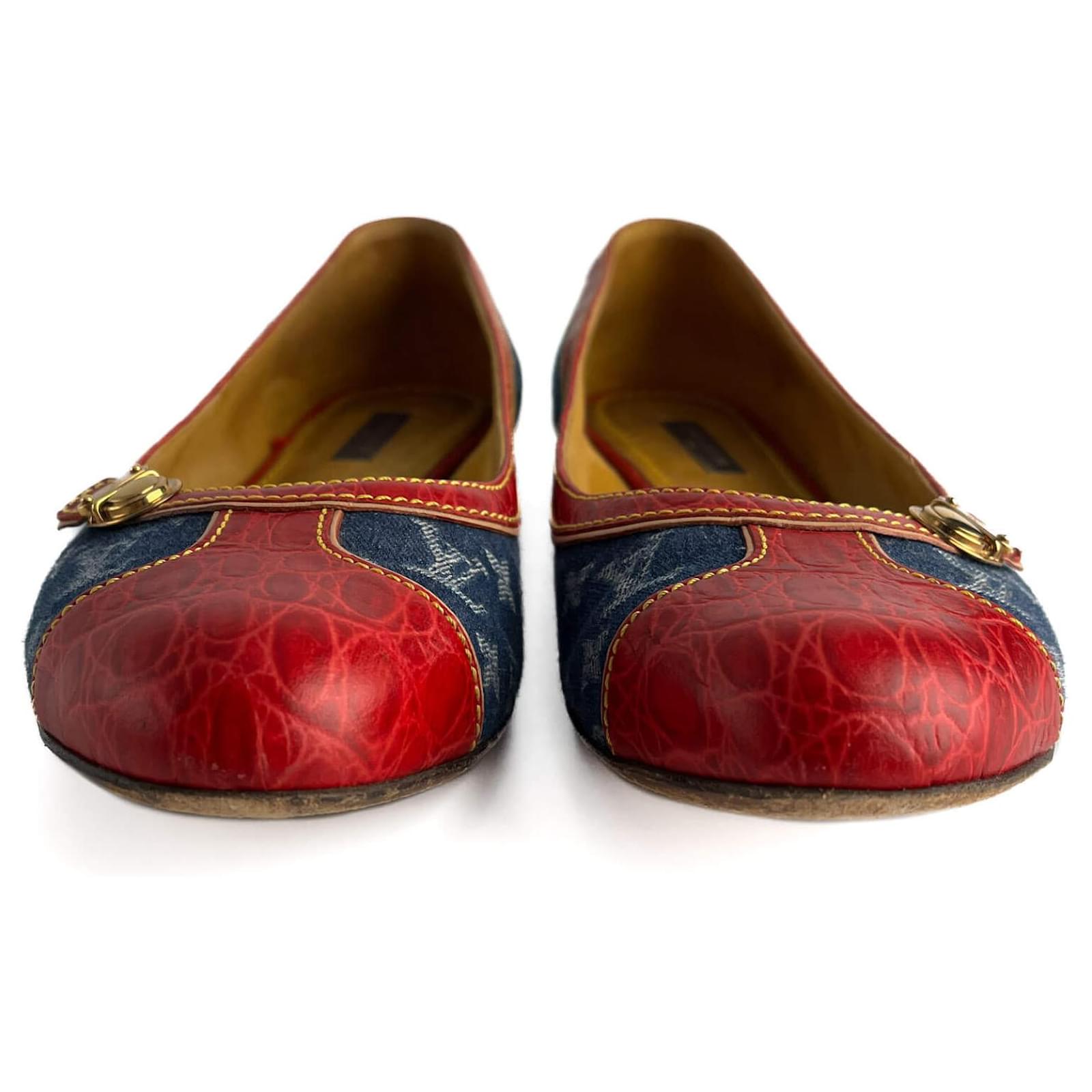 Louis Vuitton Ballet Flats Denim Denim Shoes 38 Bicolor Multiple