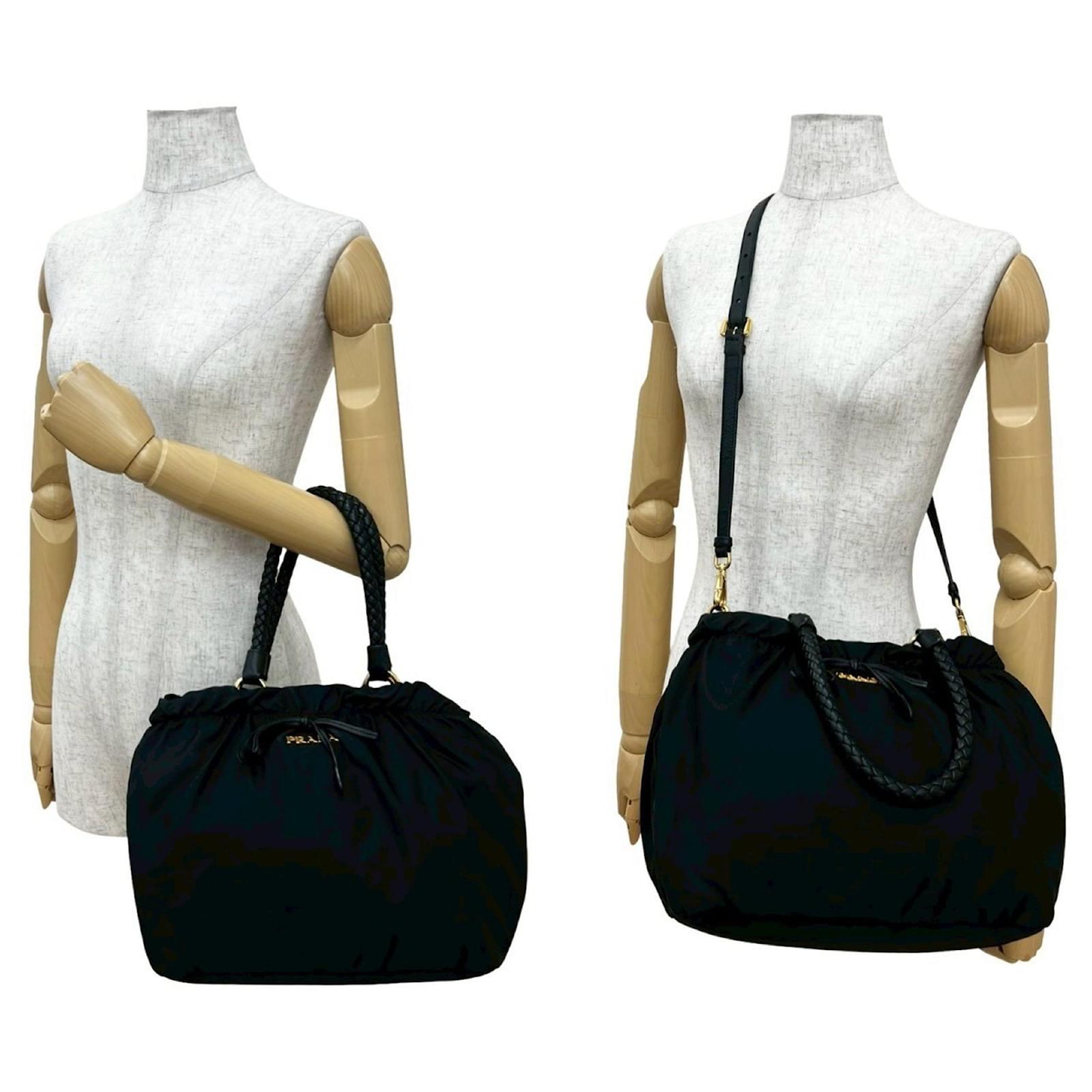 Prada Tessuto Nylon and Leather 2-Way Shoulder Bag Black ref