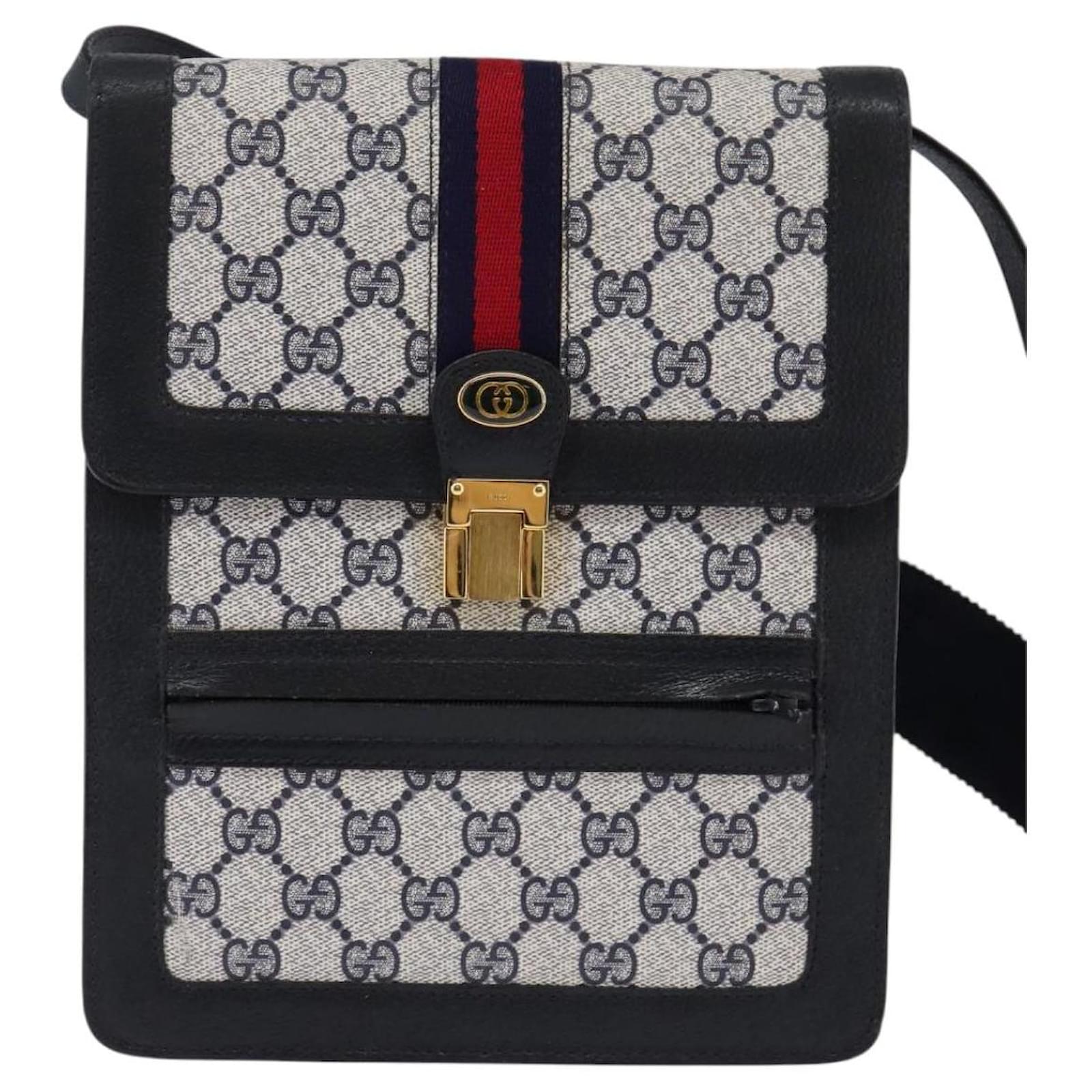 美品＊GUCCI ショルダーバッグ アクセコ シェリー gg pvc ネイビー GUCCI グッチ シェリーライン ショルダーバッグ 56 02 087 オールド