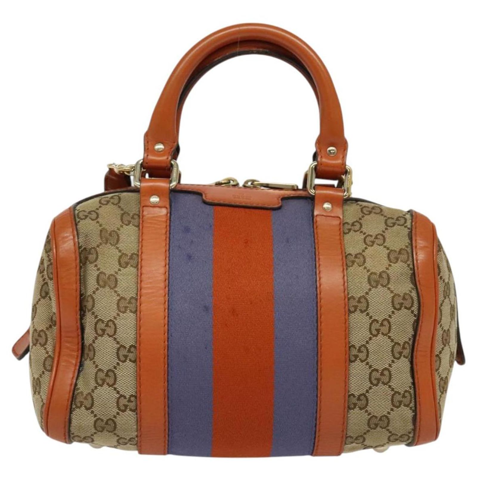 GUCCI GG Canvas Hand Bag 2way Beige Gold 269876 Auth 141858 Golden 