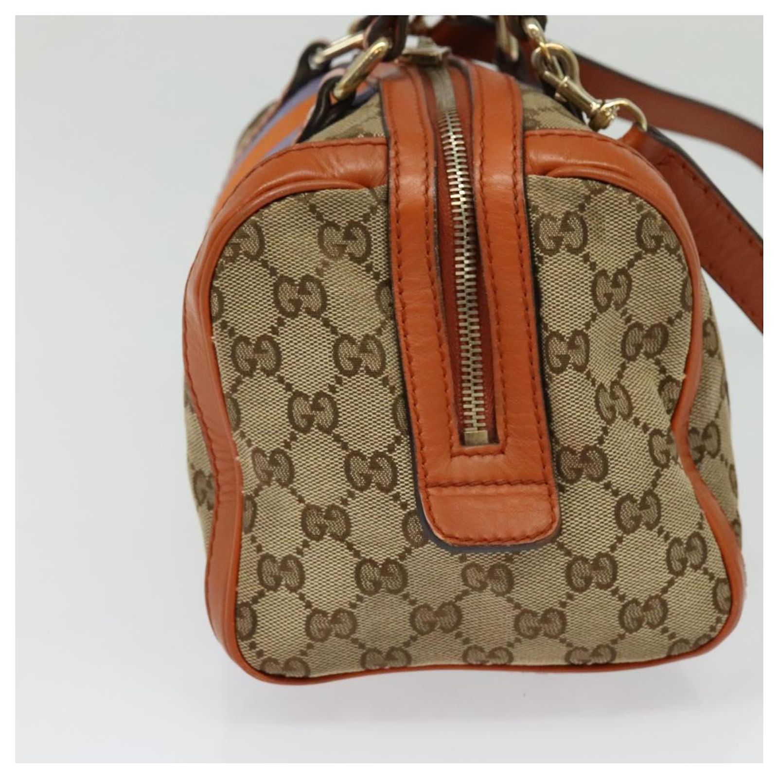 GUCCI GG Canvas Hand Bag 2way Beige Gold 269876 Auth 141858 Golden 