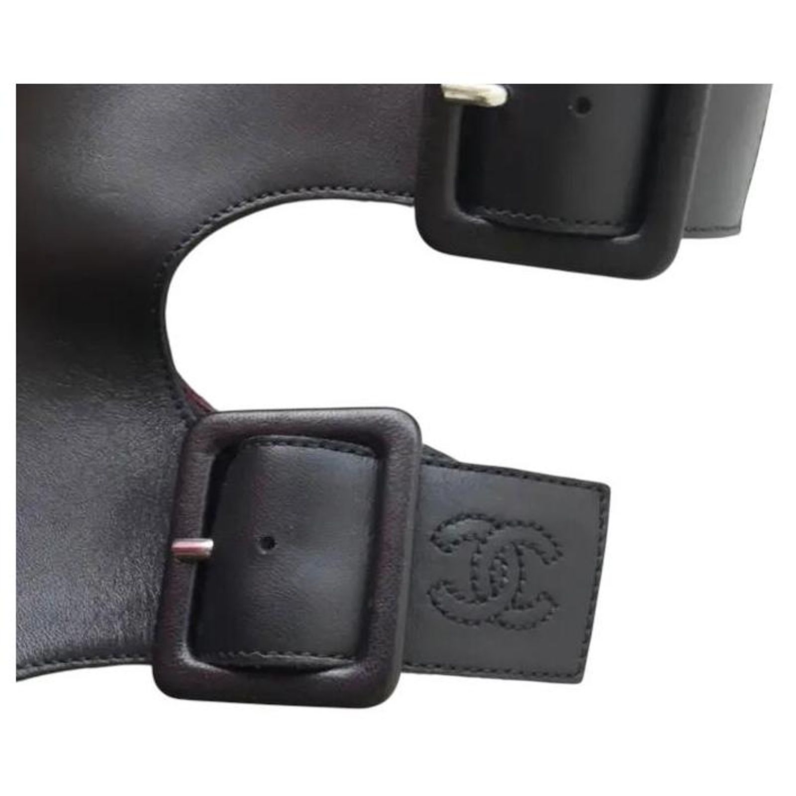 Chanel 07A Runway Black Leather Gladiator Buckle Knee High Riding 