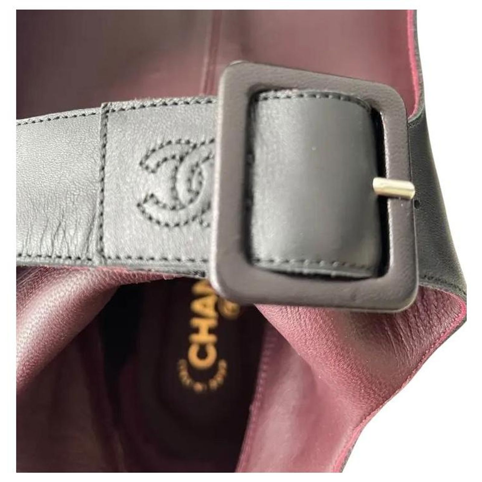 Chanel 07A Runway Black Leather Gladiator Buckle Knee High Riding 