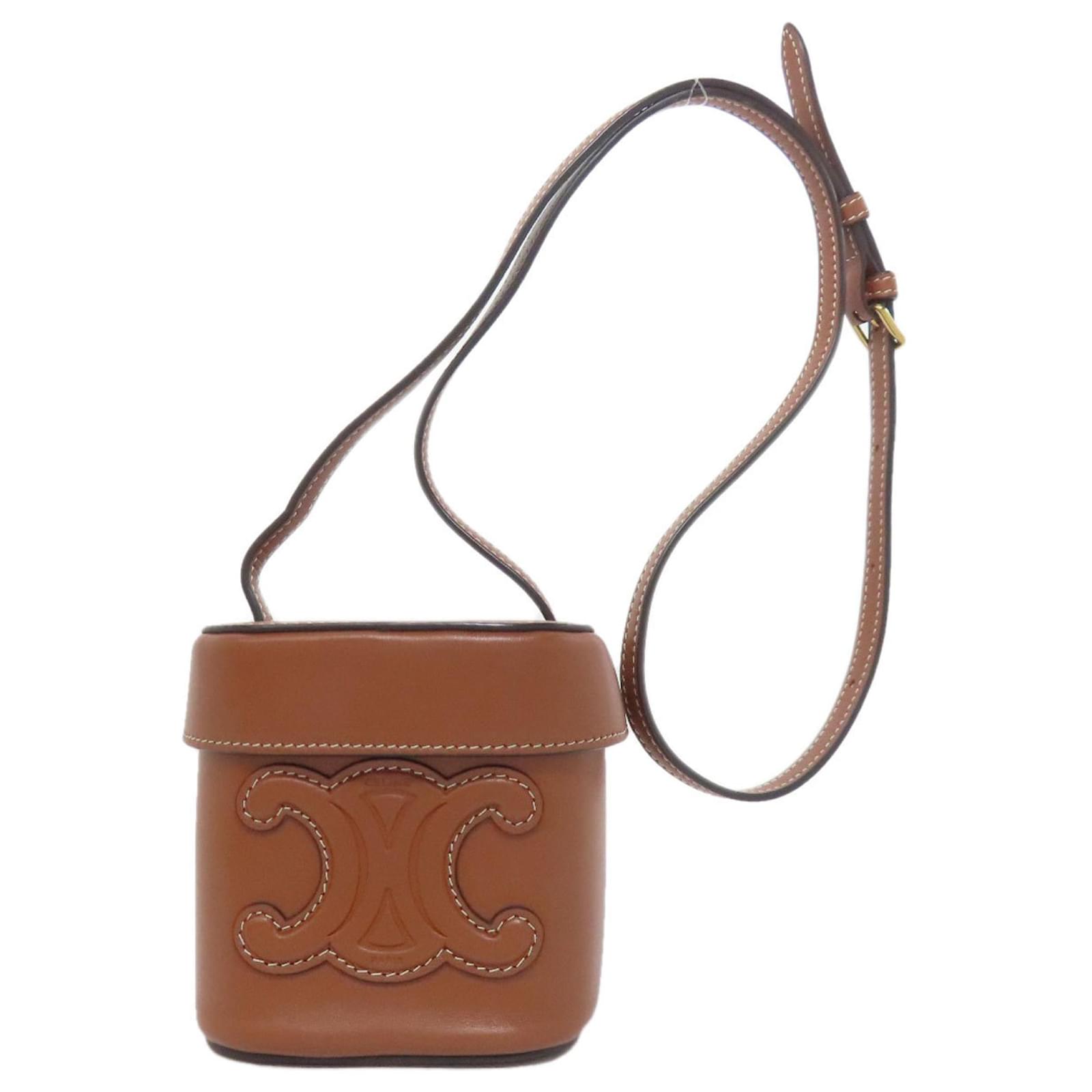 Céline Celine Small Box Cuir Triomphe Shoulder Bag Brown Leather