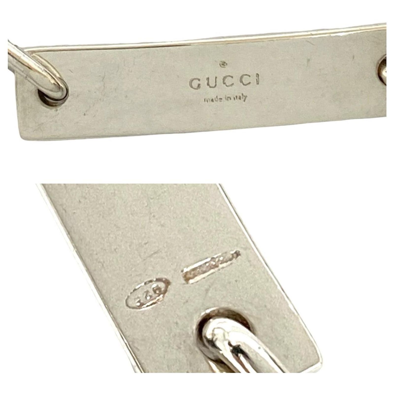 Gucci ID Plate Silver 925 Bracelet Silvery Metallic Metal ref 