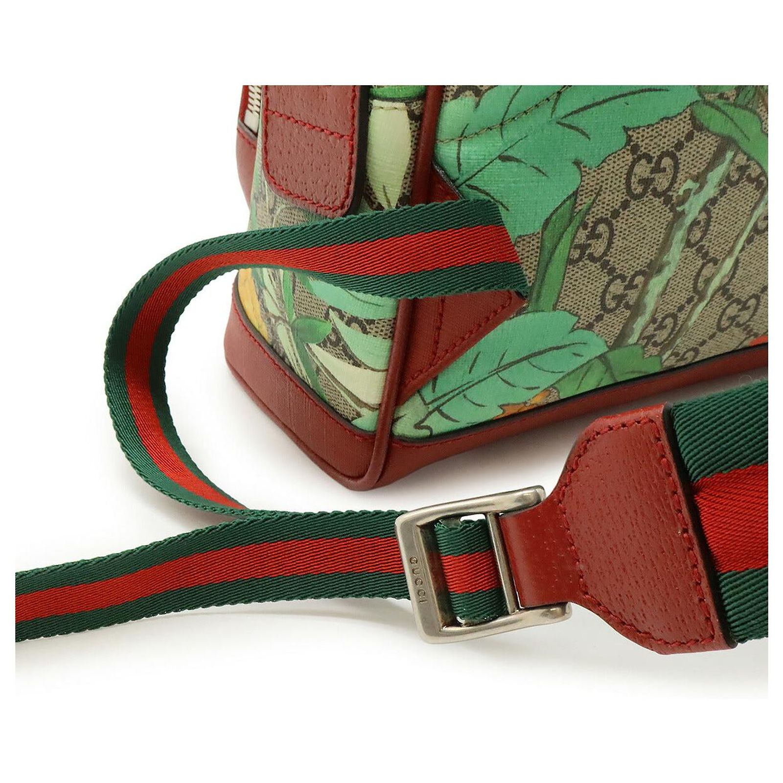 GUCCI GG Supreme Web Sherry Line Tian Backpack PVC Beige 427042 Auth GUCCI GG Supreme Children main image 4