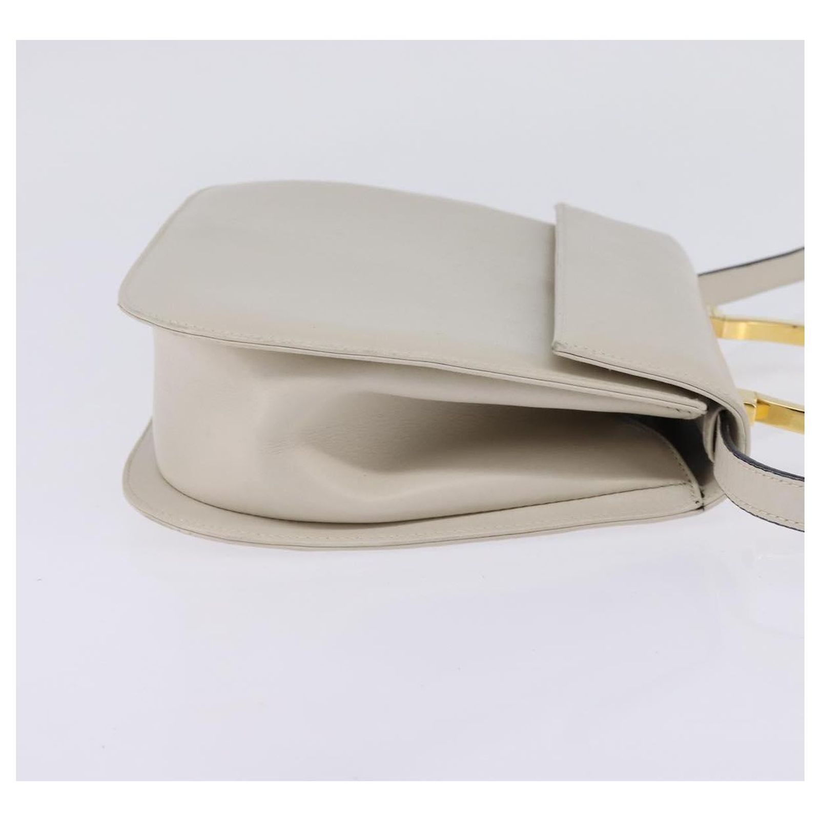 Salvatore Ferragamo Hand Bag Leather 2way White Gold Auth  Salvatore Ferragamo Gancini Hand Bag Leather 2way White Gold Auth LNZ206 main image 0