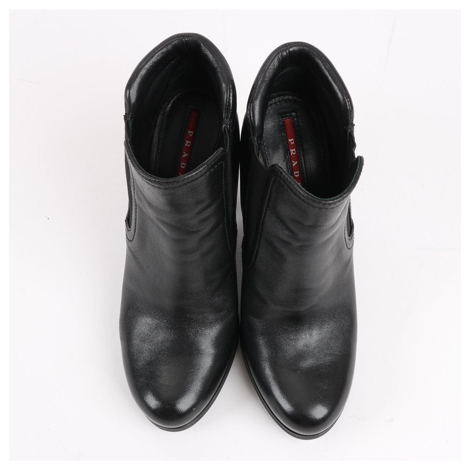 Prada Sport Leather Side Gore Ankle Boots in Black 3TP022  display picture 3