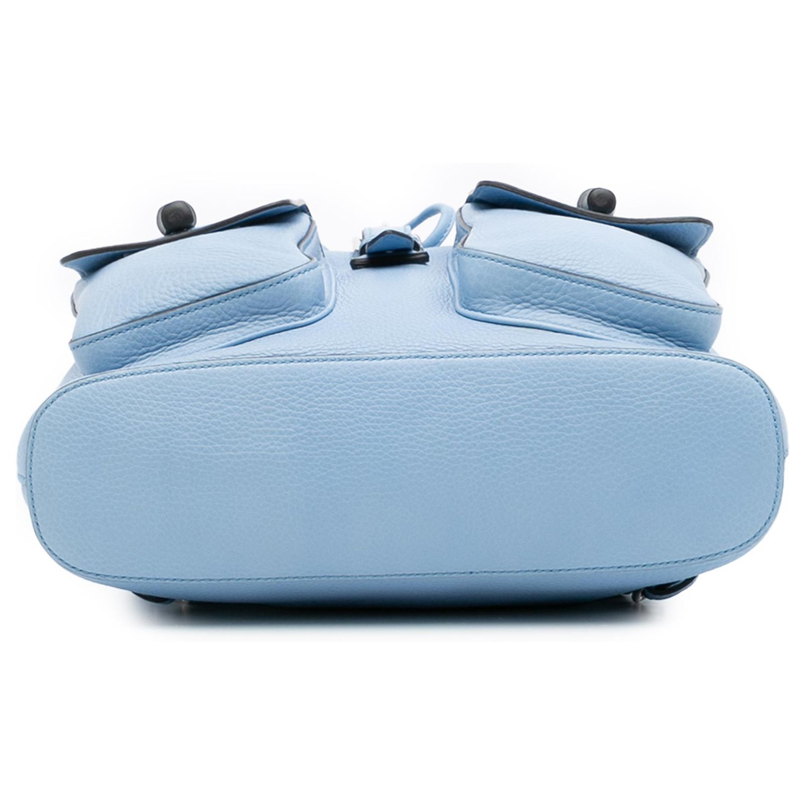 Gucci Blue Leather Bamboo Tassel Backpack Light blue Pony 