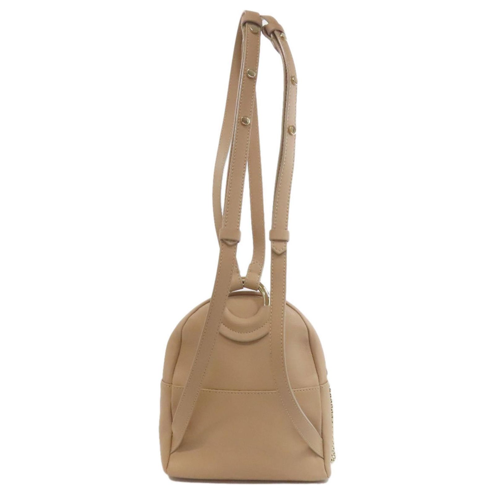 Jimmy Choo Studs Backpack Leather Beige Gold Auth BA7708 Callie Flap | Gold Metallic Leather Shoulder Bag | JIMMY CHOO main image 3