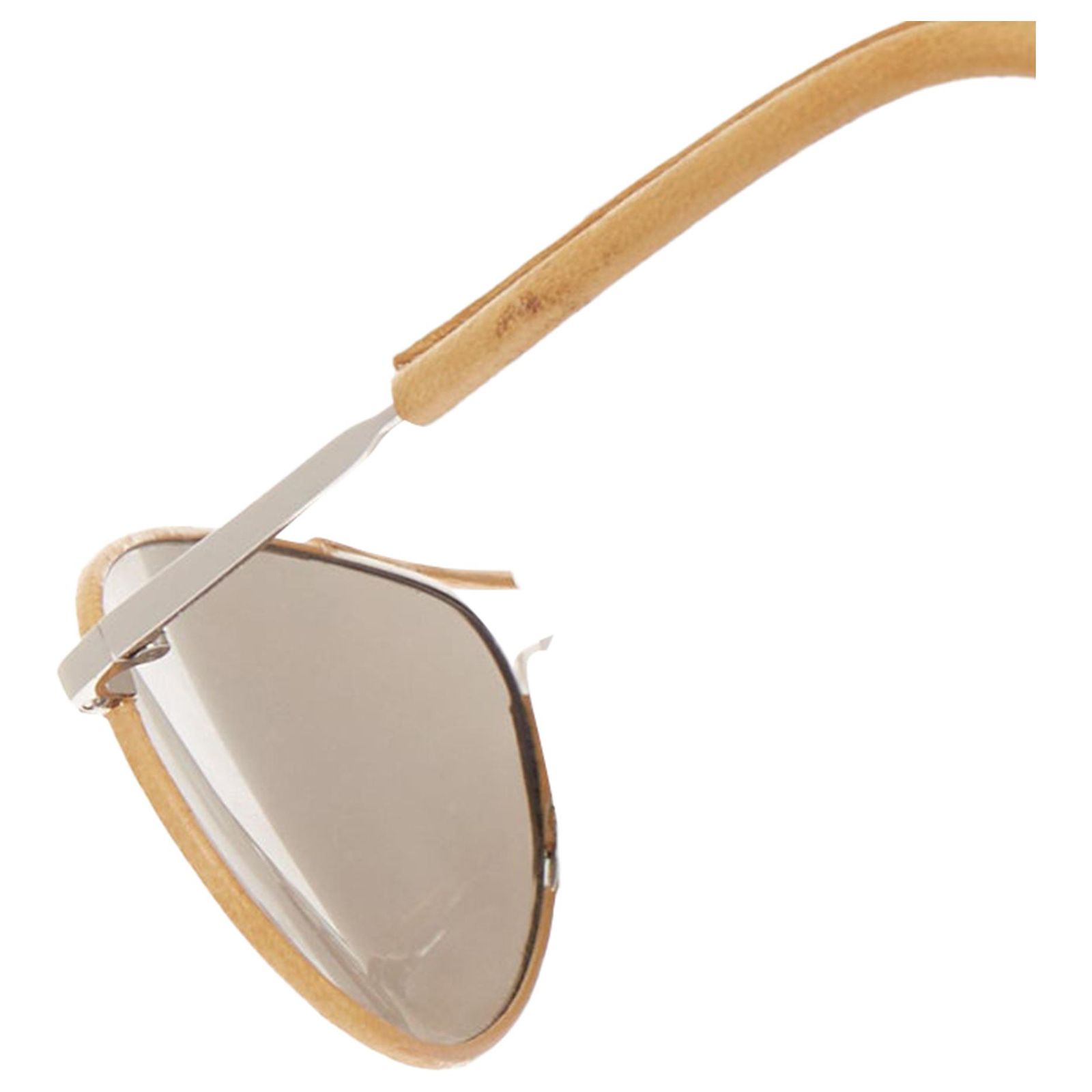 Linda Farrow Veronique Branquinho Leather Aviators Brown  display picture 2