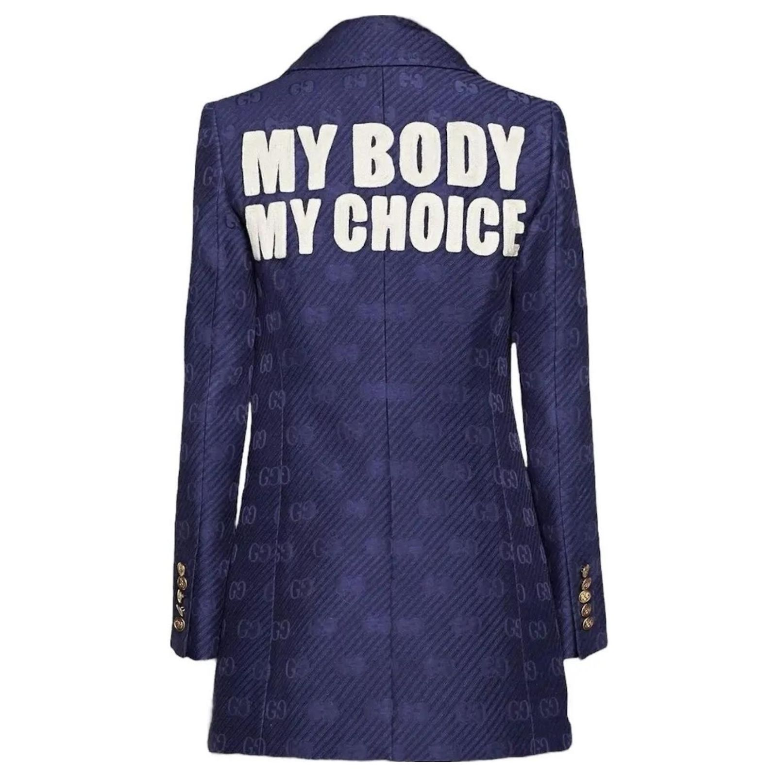 GUCCI MY BODY MY CHOICE ジャケット Gucci My Body My Choice Blue Wool Blazer ref.2534265 - Joli Closet