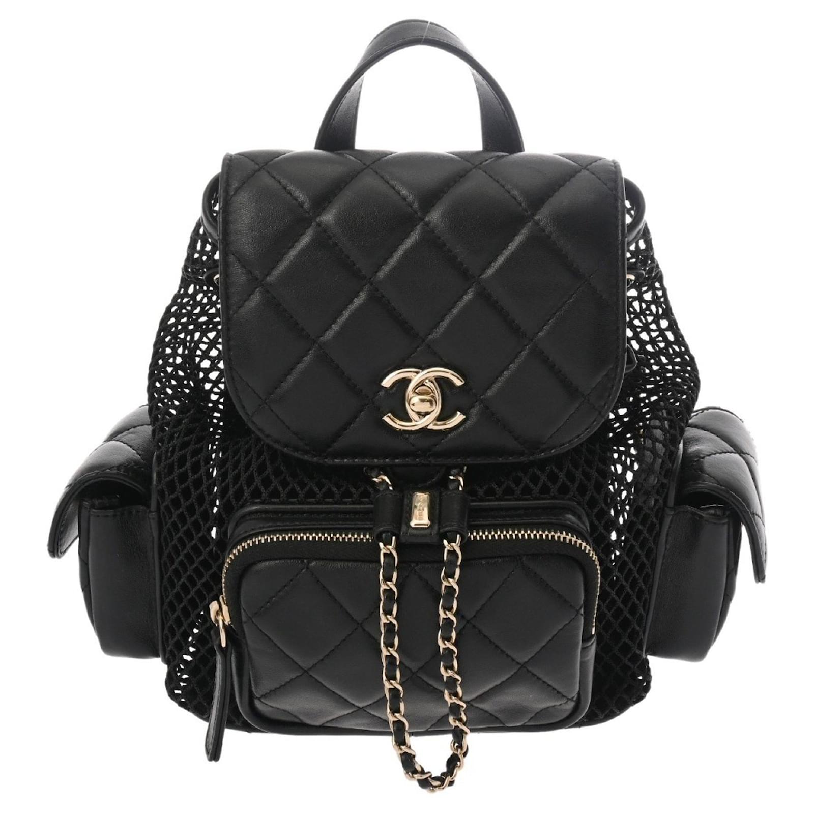 CHANEL ブラック メッシュリュック Chanel Matelasse Mesh Backpack Black Leather ref.2535355 - Joli Closet