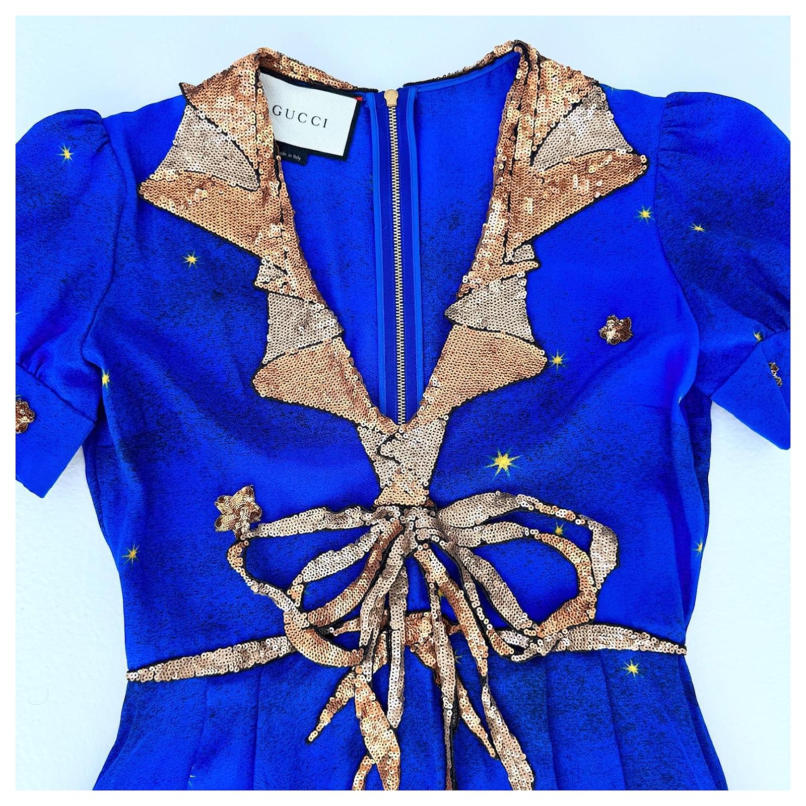 Gucci Pre Fall 2016 - look 62 Blue Multiple colors Silk ref.JC2535598  (Sold) - Joli Closet