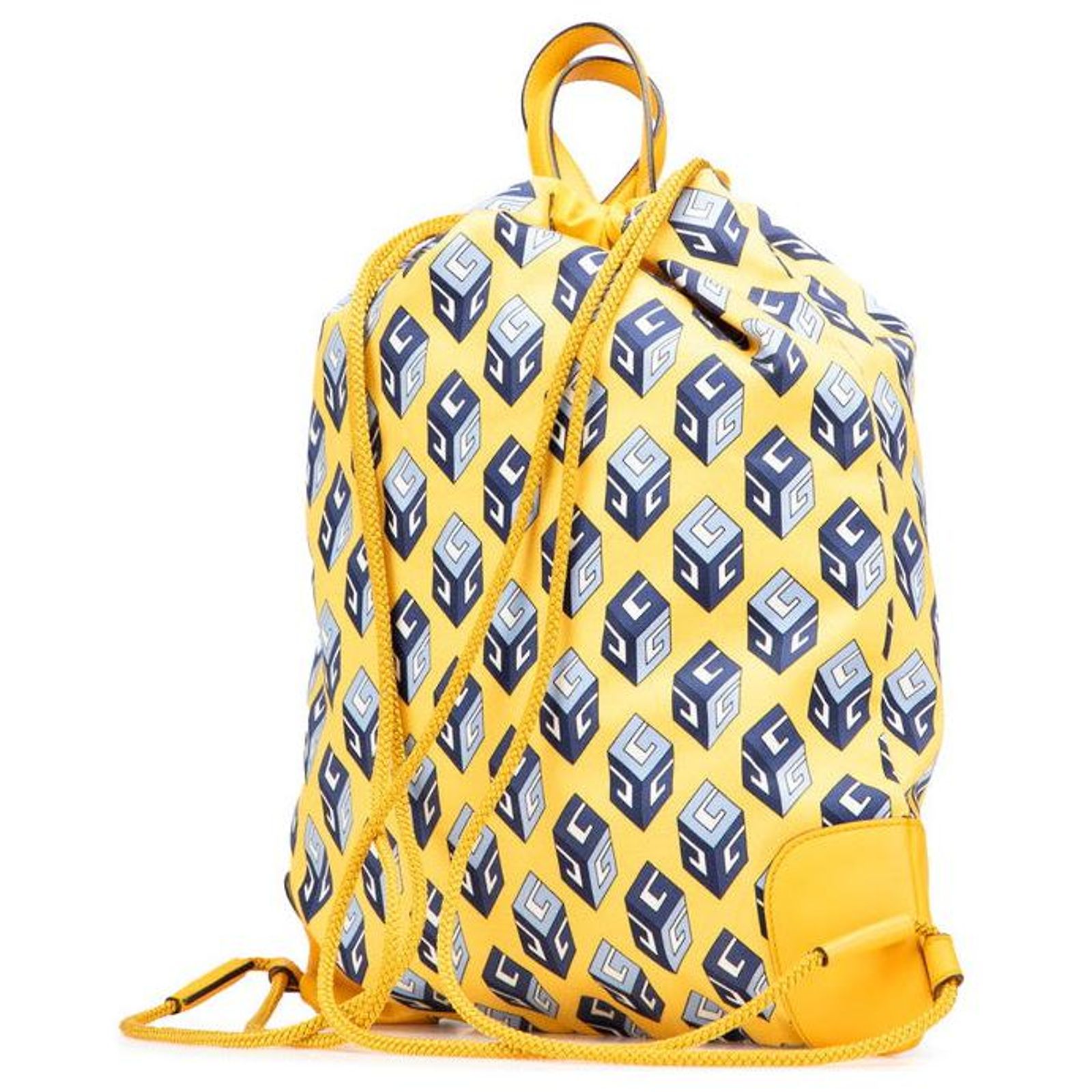 Gucci Toriko Drawstring Cube Backpack Nap Sac Yellow Blue Nylon Leather Gucci Drawstring Cube Nylon Leather Backpack Blue Yellow ref  main image 3