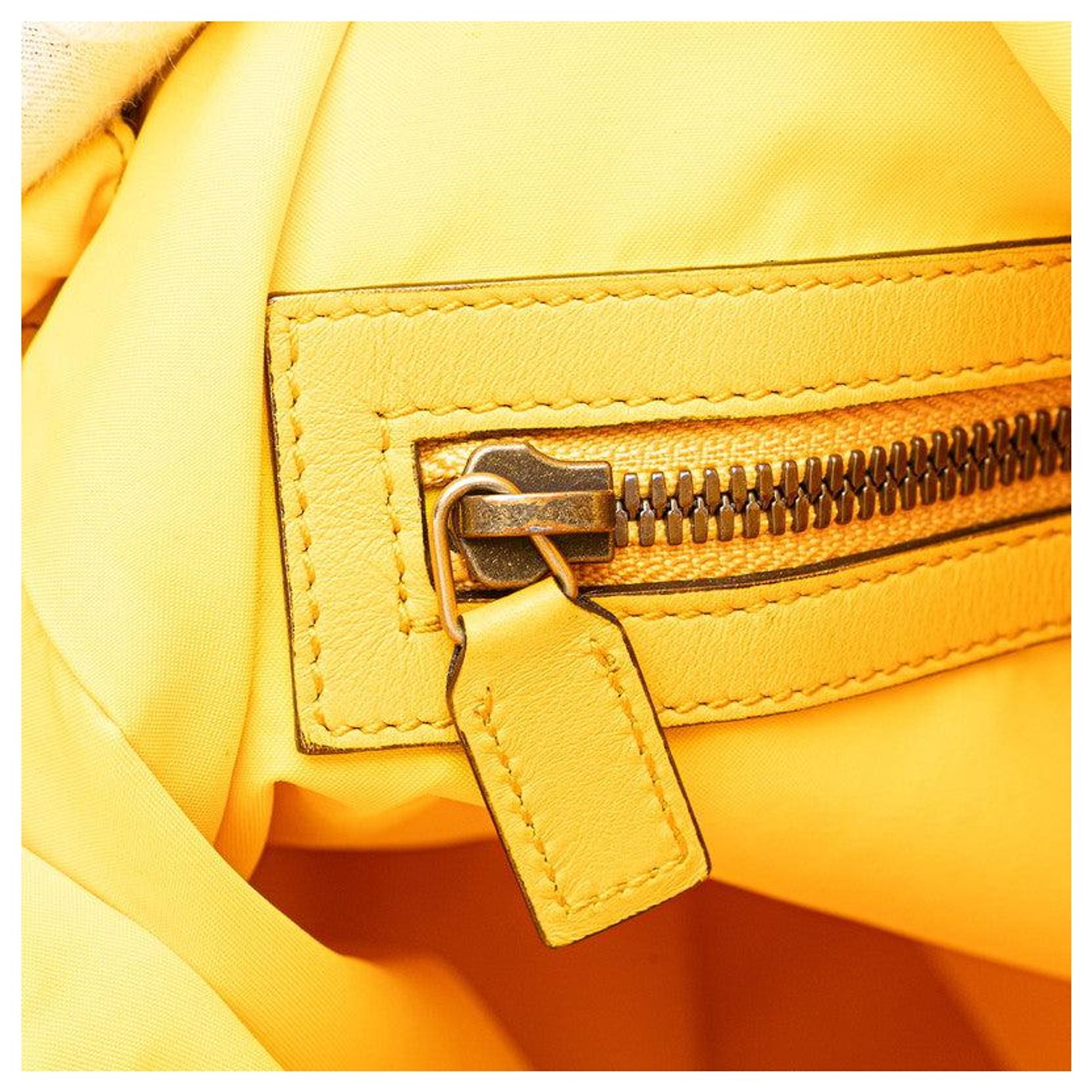 Gucci Drawstring Cube Nylon Leather Backpack Blue Yellow ref  display picture 1