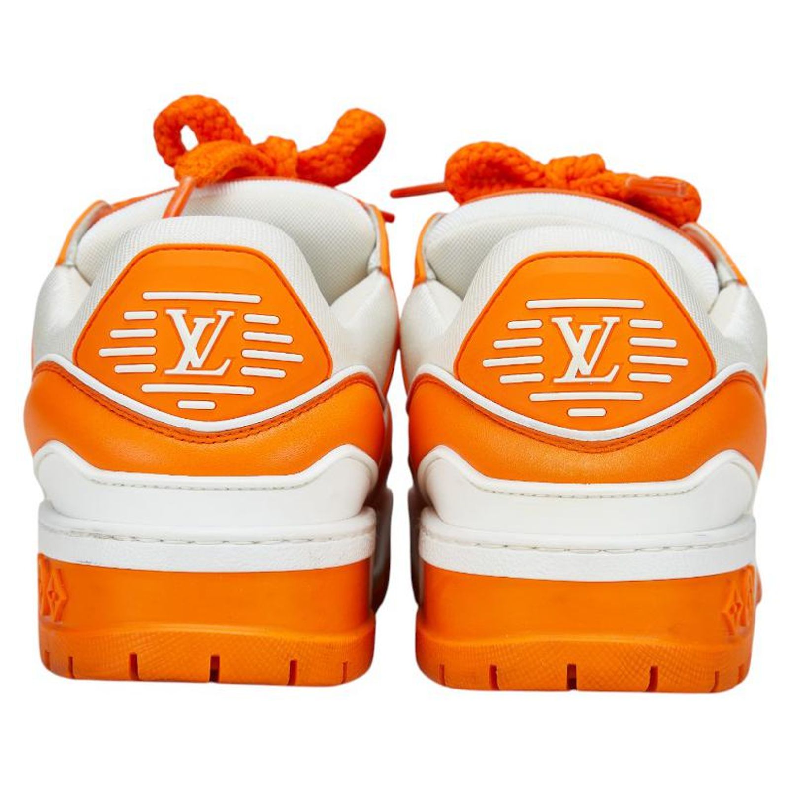 Louis Vuitton LV Trainer Maxi Line Leather Sneakers White Orange