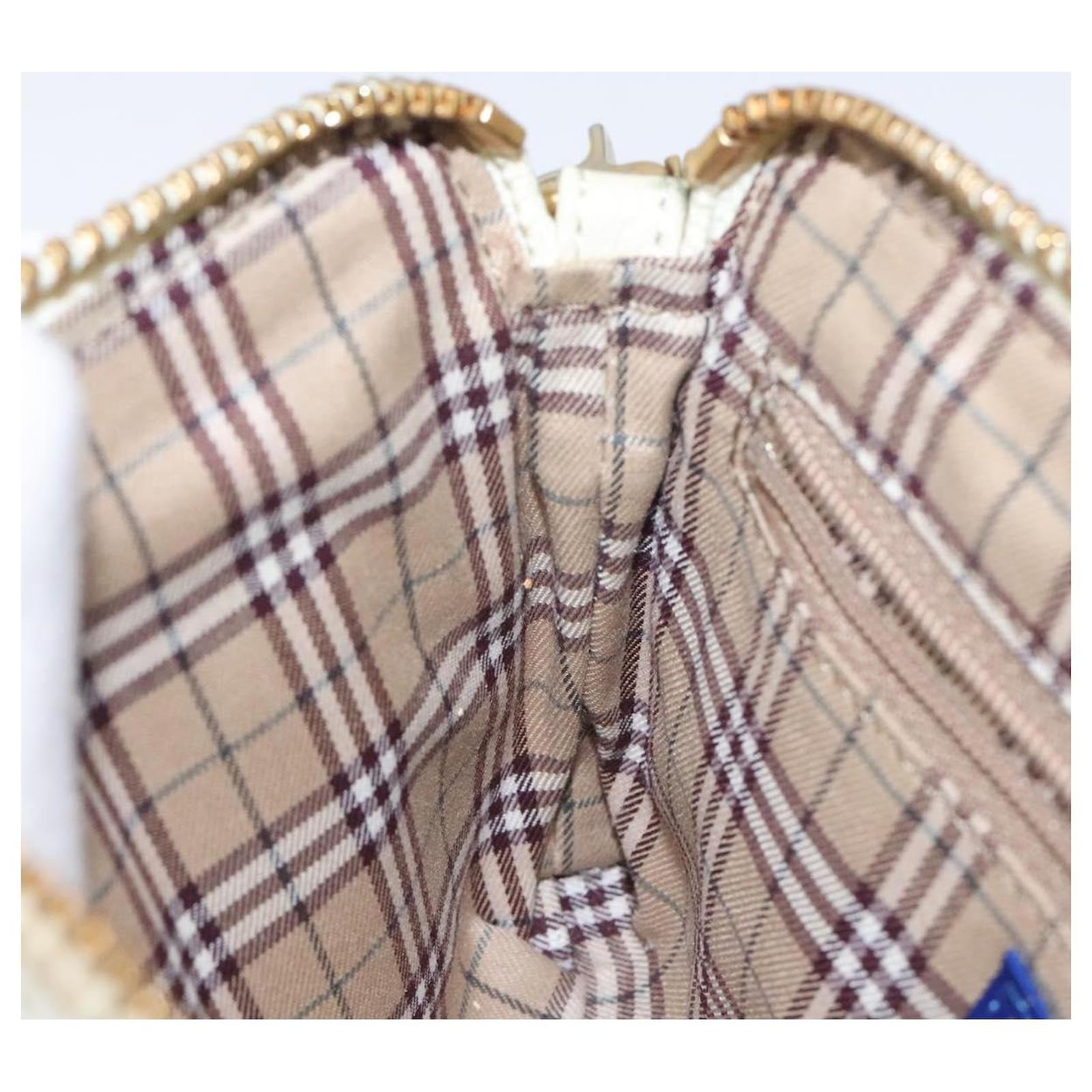 BURBERRY Blue Label Shoulder Bag Leather Beige Gold Auth ti3254