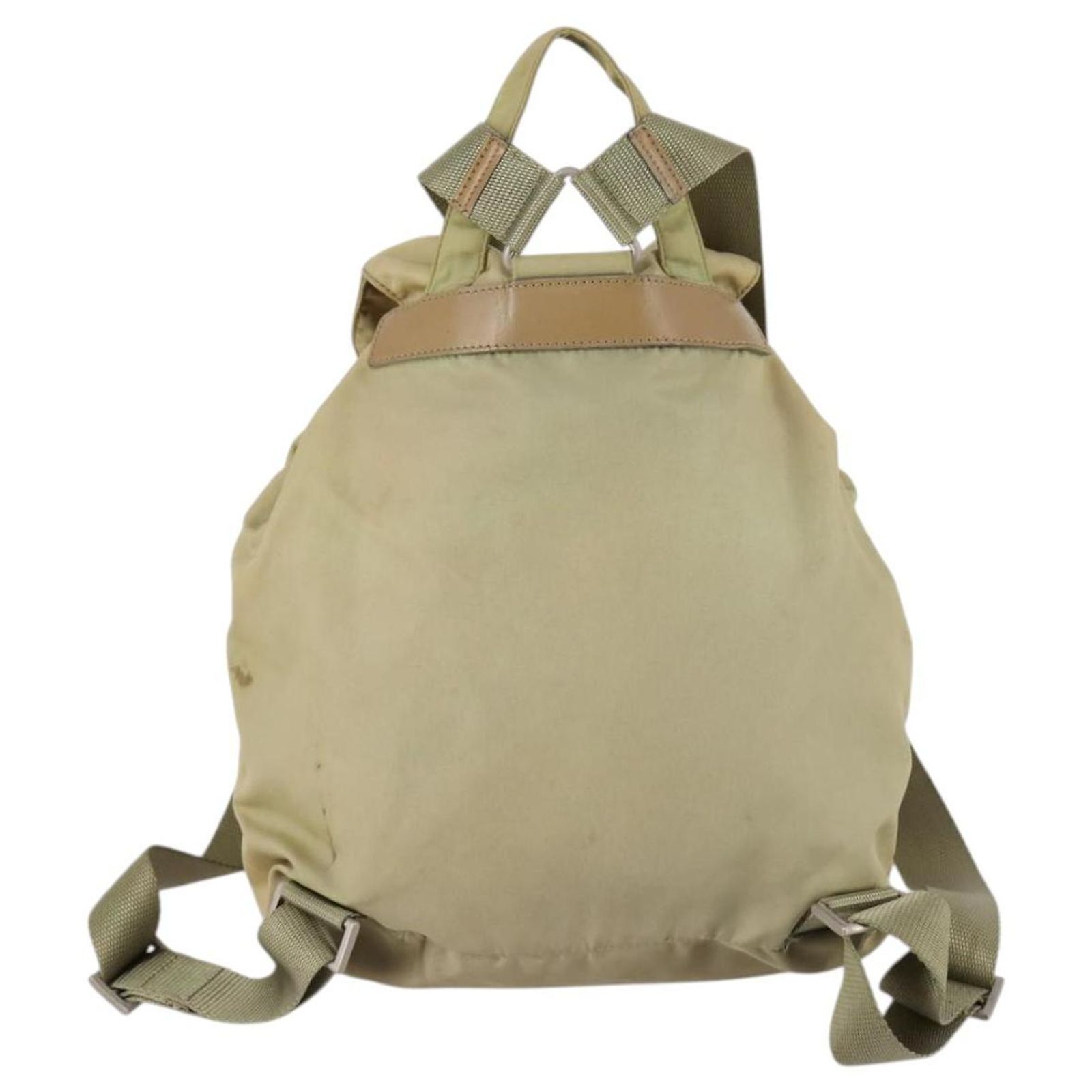 PRADA Backpack Nylon Beige Silver Auth sw1597 Original Prada Beige Silver Nylon Backpack - Etsy main image 3