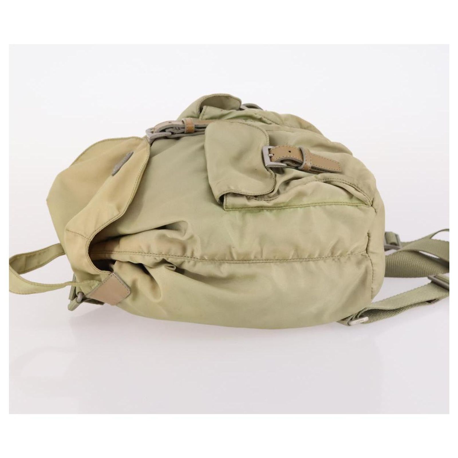 PRADA Backpack Nylon Khaki Silver Auth ti3504 PRADA Backpack Nylon Khaki Silver Auth bs29204 | eBay main image 4