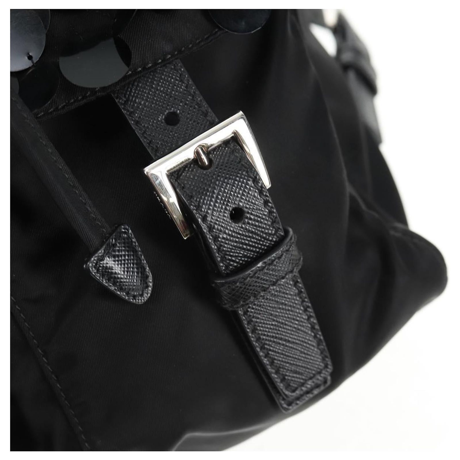 PRADA Sequin Backpack Nylon Black Silver Auth 141151M PRADA Sequin Backpack Nylon Black Silver Auth 141151M  main image 3