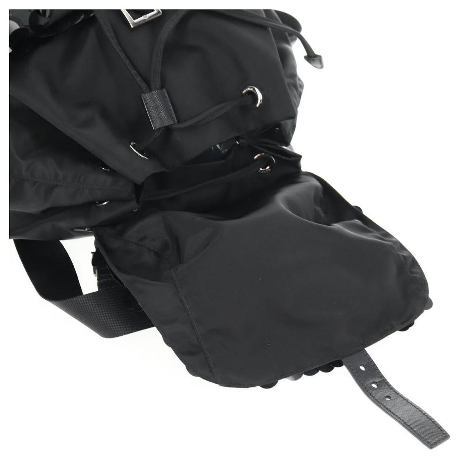 PRADA Sequin Backpack Nylon Black Silver Auth 141151M PRADA Sequin Backpack Nylon Black Silver Auth 141151M  main image 4