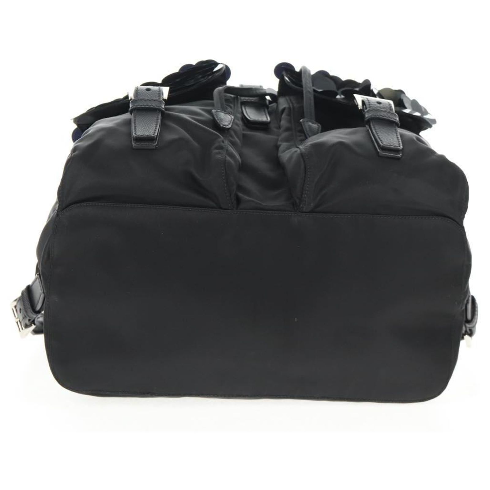 PRADA Sequin Backpack Nylon Black Silver Auth 141151M 