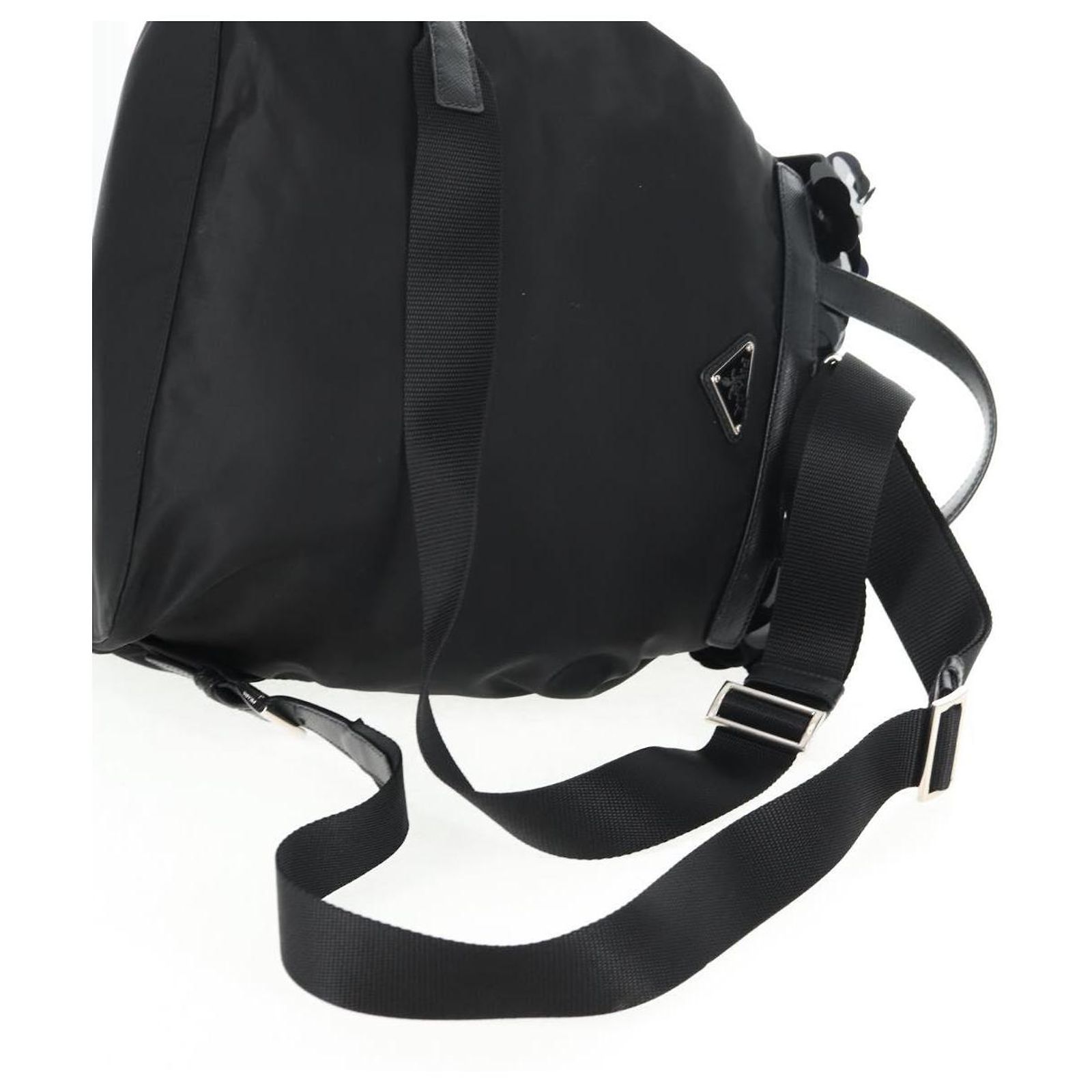 PRADA Sequin Backpack Nylon Black Silver Auth 141151M  display picture 2